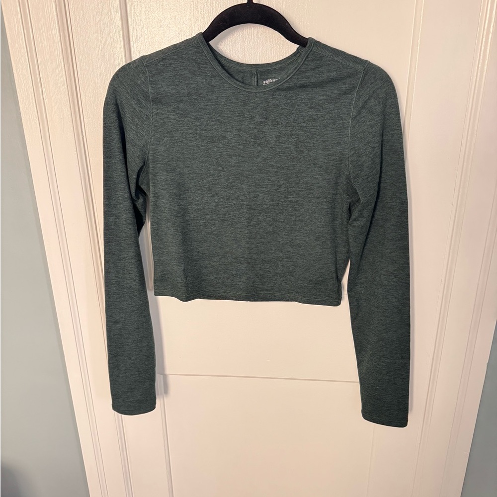 Girlfriend Collective Long Sleeve Athletic Top in Forest Green